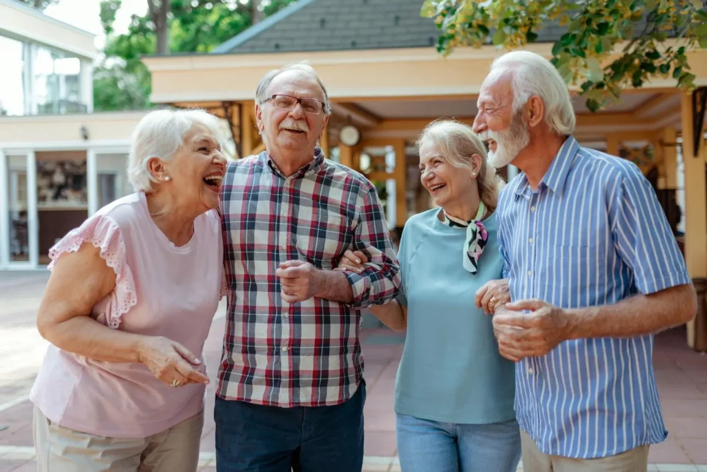 Smiling residents sharing a laugh together